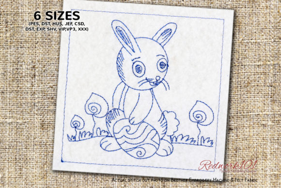 Bunny with Decorated Egg Redwork Review