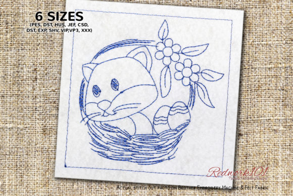 Cat in Easter Basket Redwork: A Designer’s Review