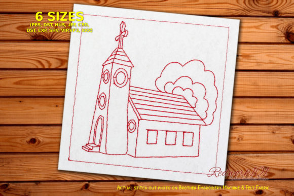 Chuch Building with Trees Redwork Design Review