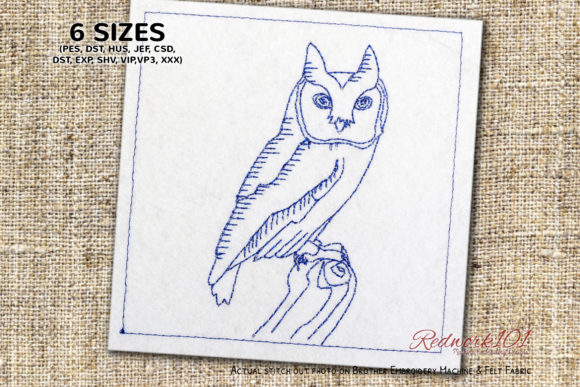 Owl Sitting Upon a Tree Branch Redwork Review