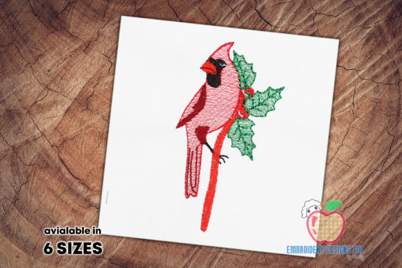 Red Cardinal Bird on Holly Leaf Sketch Review