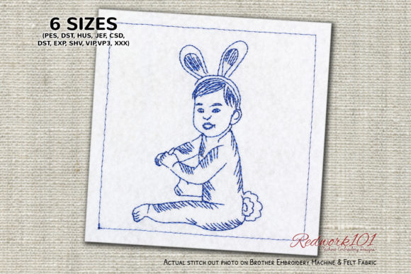 Review: Adorable Girl Wearing Bunny Ears Redwork