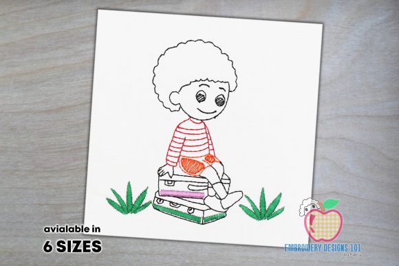 Review: Boy Sitting on Luggage Quick Stitch for Boutiques