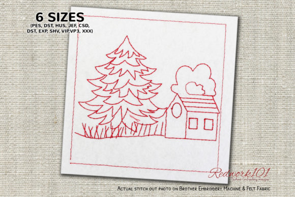 Review: Christmas Tree House Redwork Design