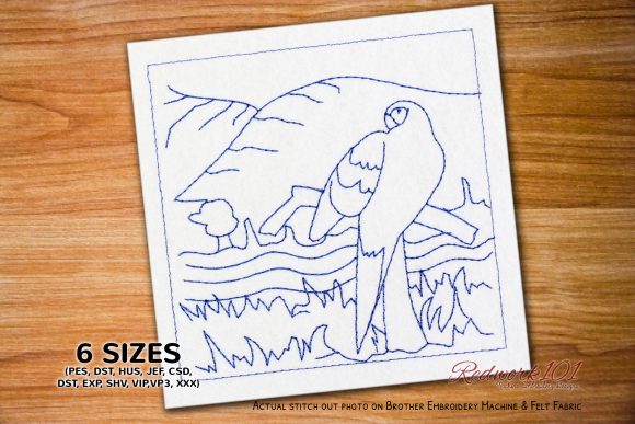Reviewing Colorful Scarlet Macaw Redwork for Boutique Sweatshirts