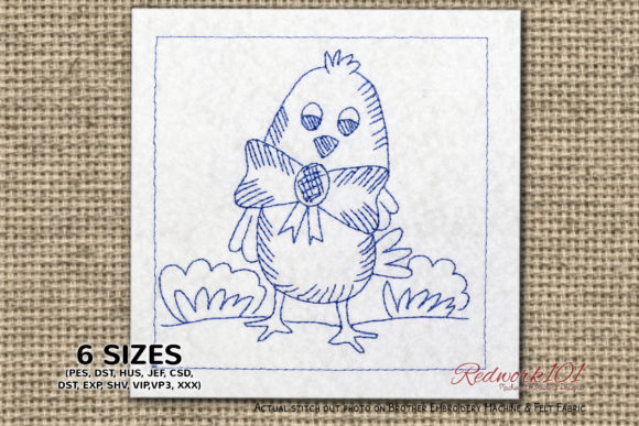Reviewing the Easter Chick with Bow Redwork Design