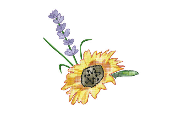 Sunflower and Lavender: A Charming Cross Stitch Design