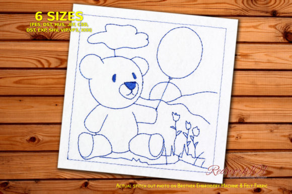 Teddy Bear with Balloons Scene Redwork Review